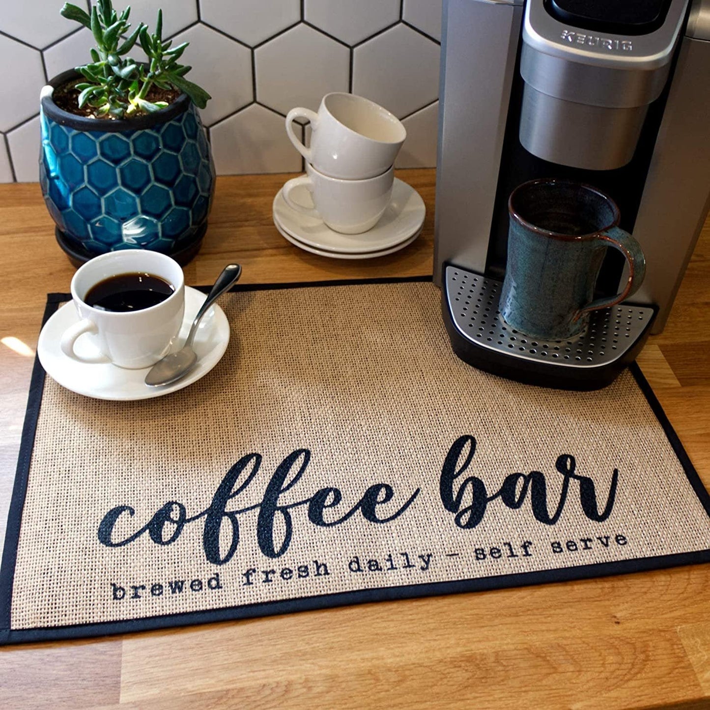 Coffee Bar Mat - Brewed Fresh Daily Self Serve Mat