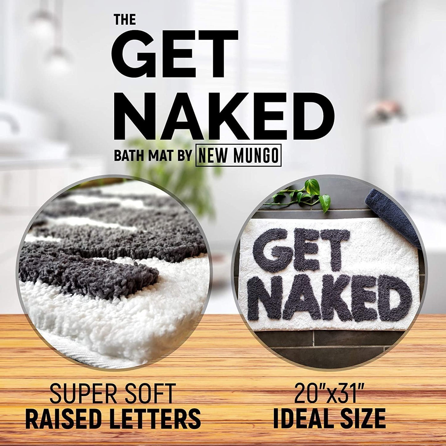 Get Naked Bath Mat - White & Grey