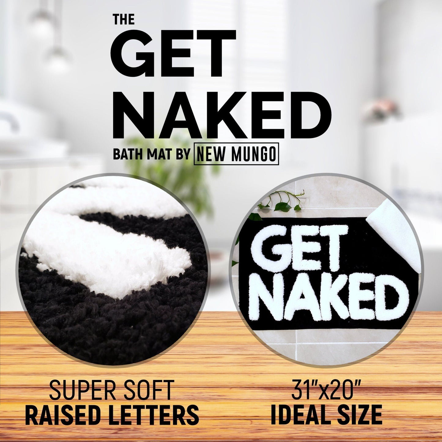 Get Naked Bath Mat - Black & White