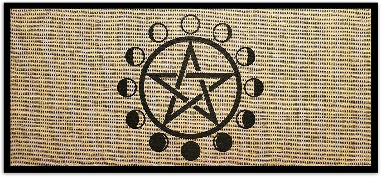 Altar Cloth - Moon Phases Pentagram