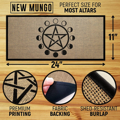 Altar Cloth - Moon Phases Pentagram