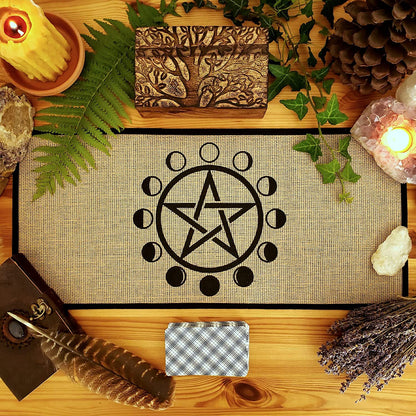 Altar Cloth - Moon Phases Pentagram