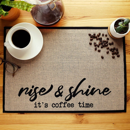 Coffee Bar Mat - Rise & Shine It's Coffee Time