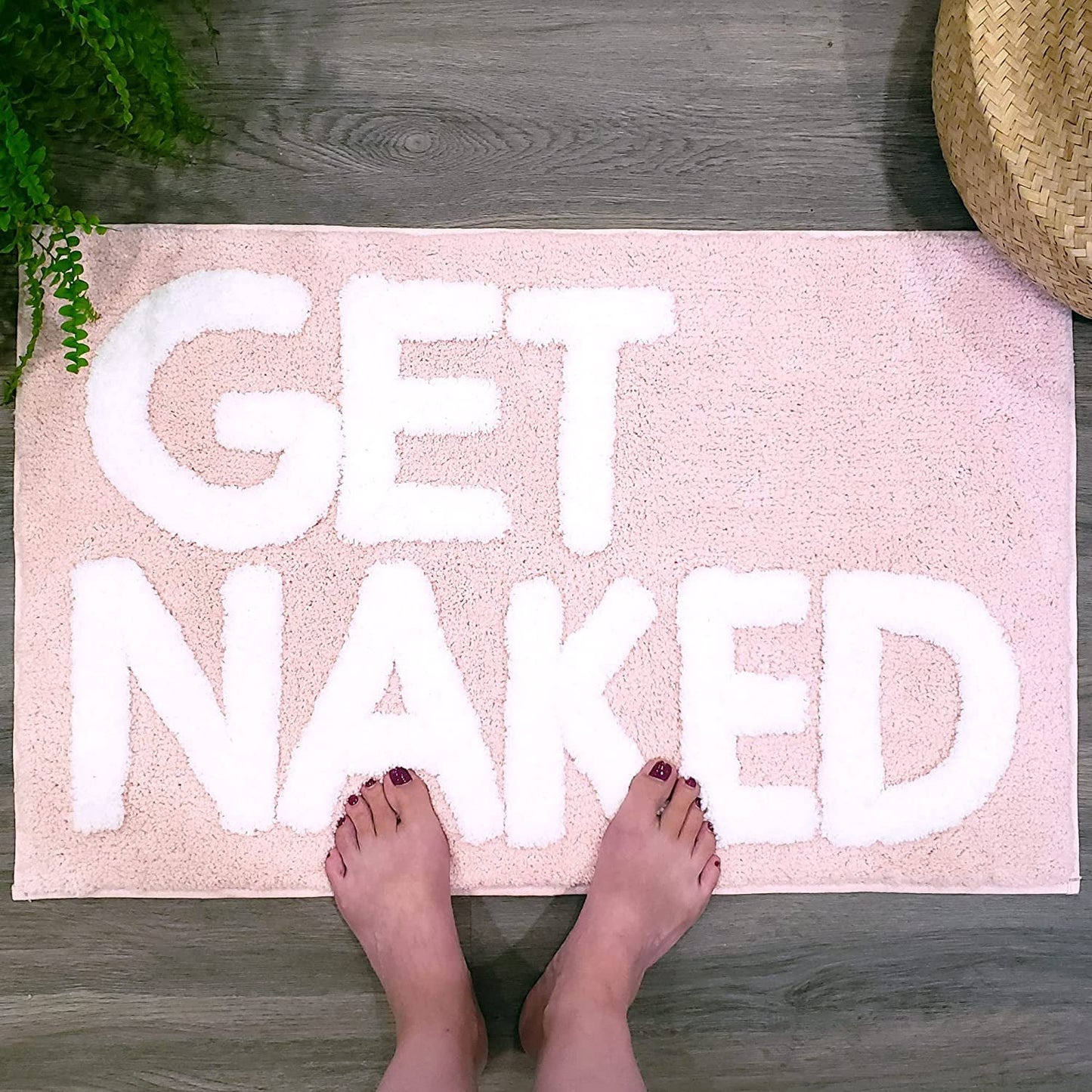 Get Naked Bath Mat - Pink & White