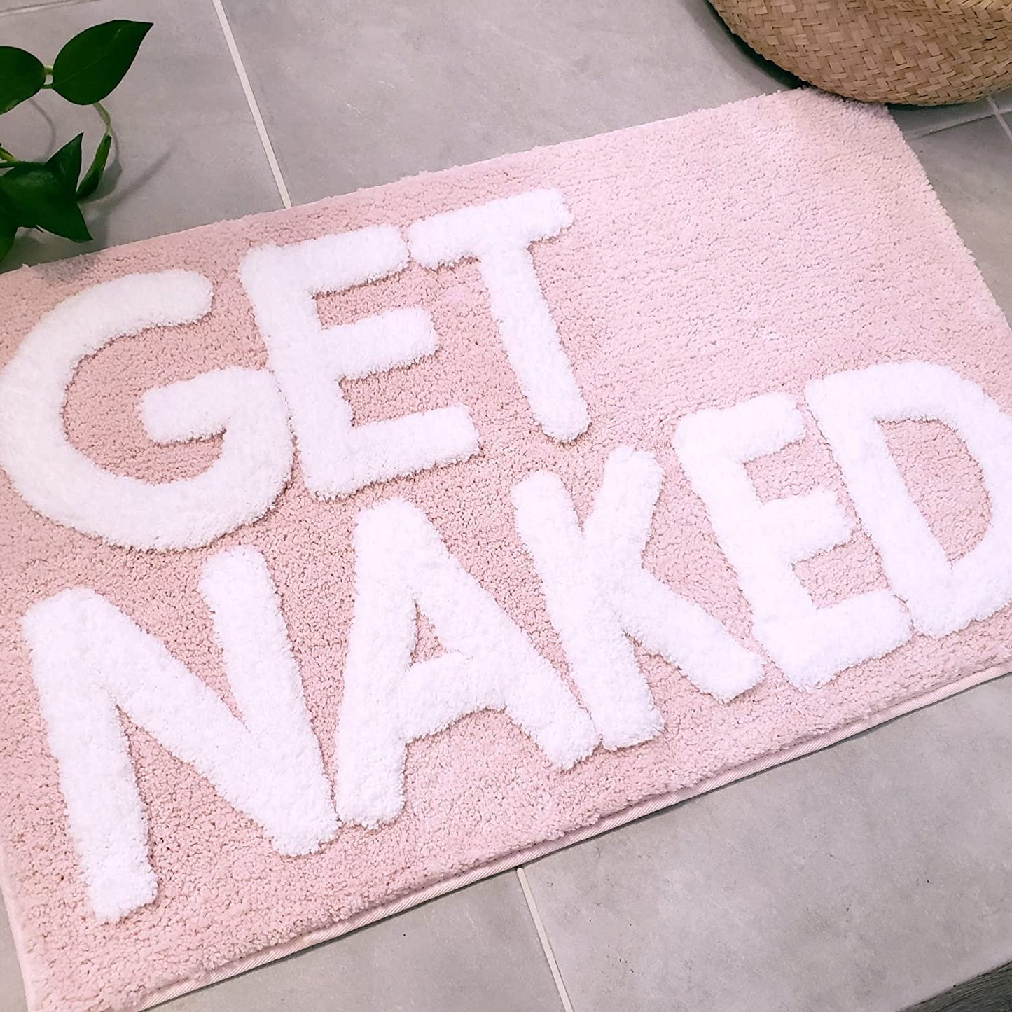 Get Naked Bath Mat - Pink & White