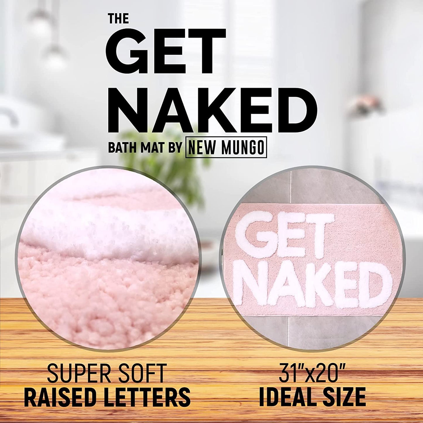 Get Naked Bath Mat - Pink & White