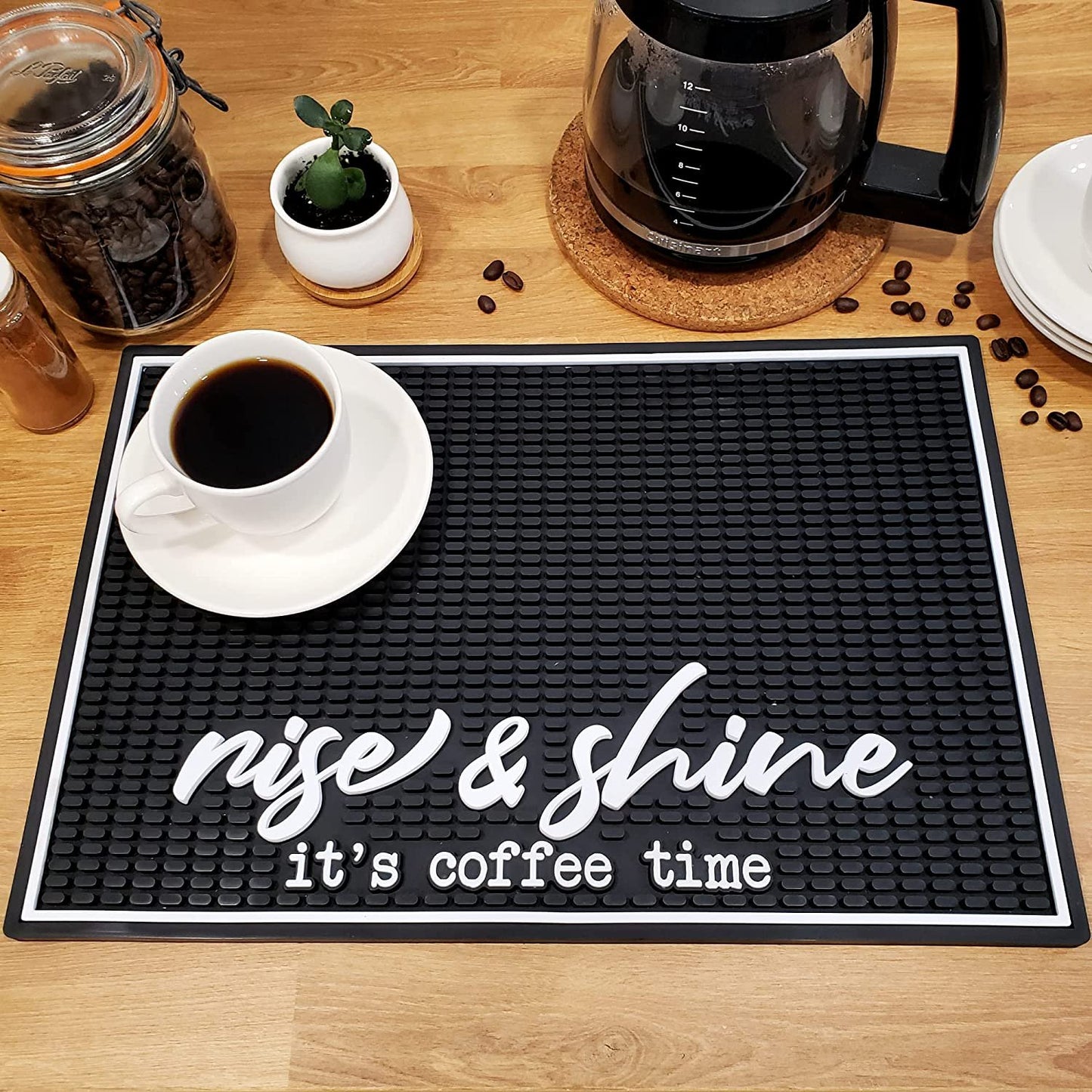 Coffee Bar Mat - Rise & Shine It's Coffee Time